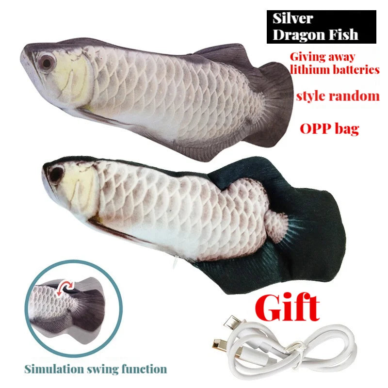 Electric Wiggling Fish Cat Toy – USB Rechargeable Realistic Catnip Plush Toy