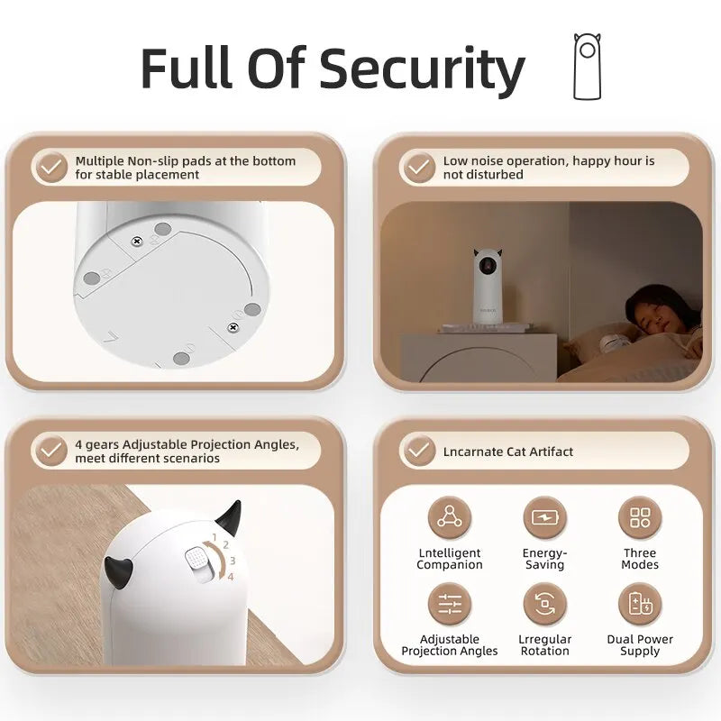ROJECO Interactive LED Laser Cat Toy – Smart Automatic Teaser for Indoor Cats