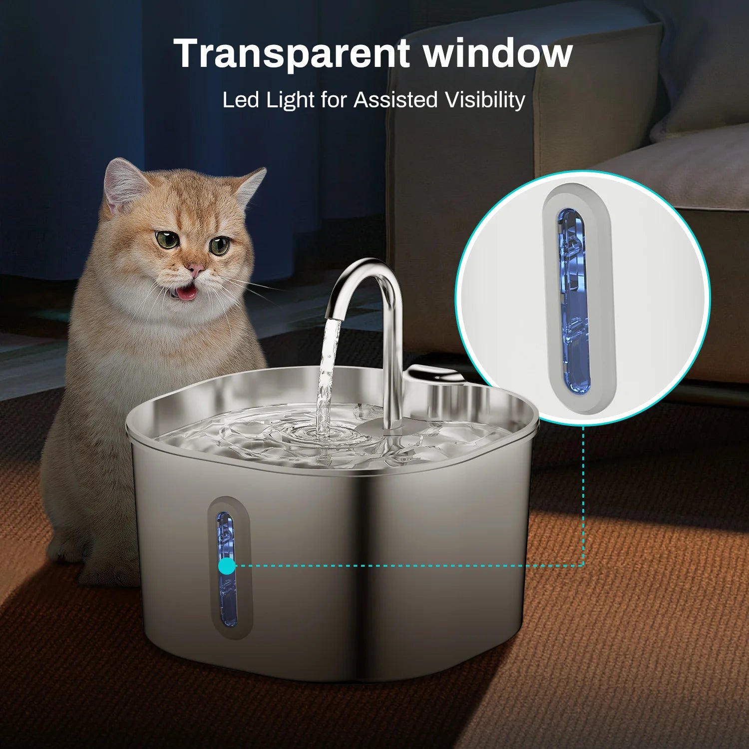 Cat Water Fountain – 2.2L Stainless Steel Silent Automatic Dispenser