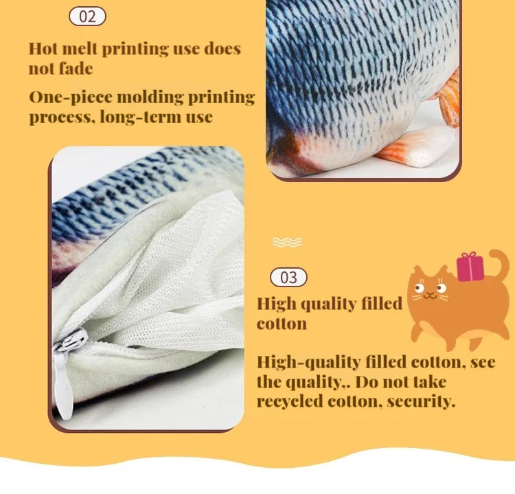 Electric Wiggling Fish Cat Toy – USB Rechargeable Realistic Catnip Plush Toy