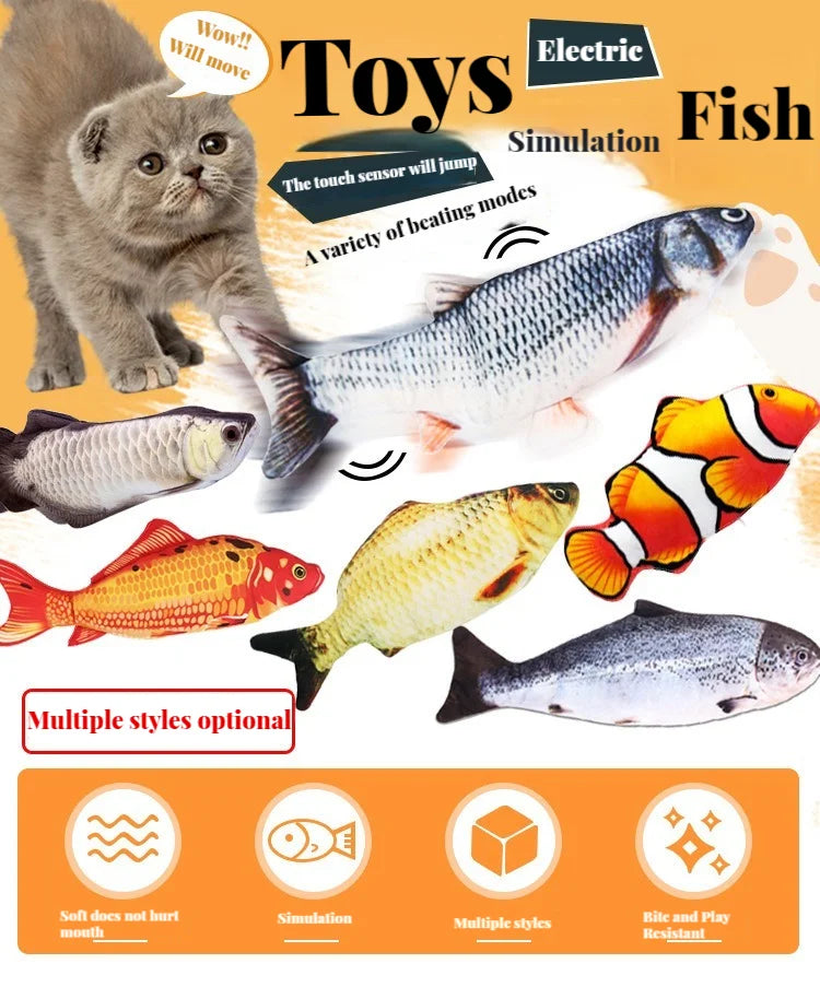 Electric Wiggling Fish Cat Toy – USB Rechargeable Realistic Catnip Plush Toy