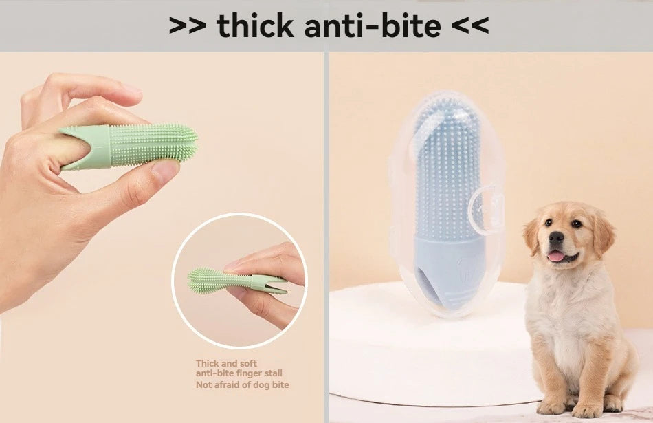 Dog & Cat Finger Toothbrush Set – 3-Pack Silicone 360° Dental Cleaning Kit