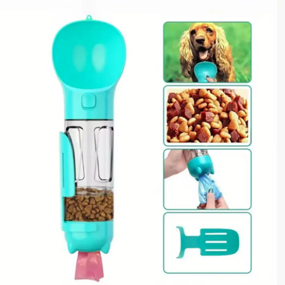 3-in-1 Dog Water Bottle – Portable Dispenser with Food Container & Waste Bag Holder