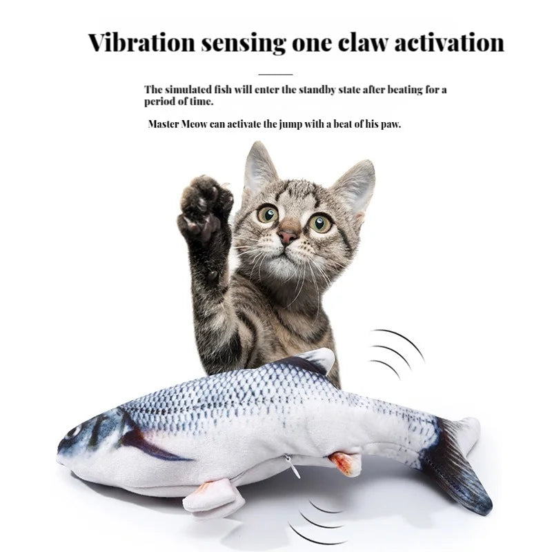 Electric Wiggling Fish Cat Toy – USB Rechargeable Realistic Catnip Plush Toy