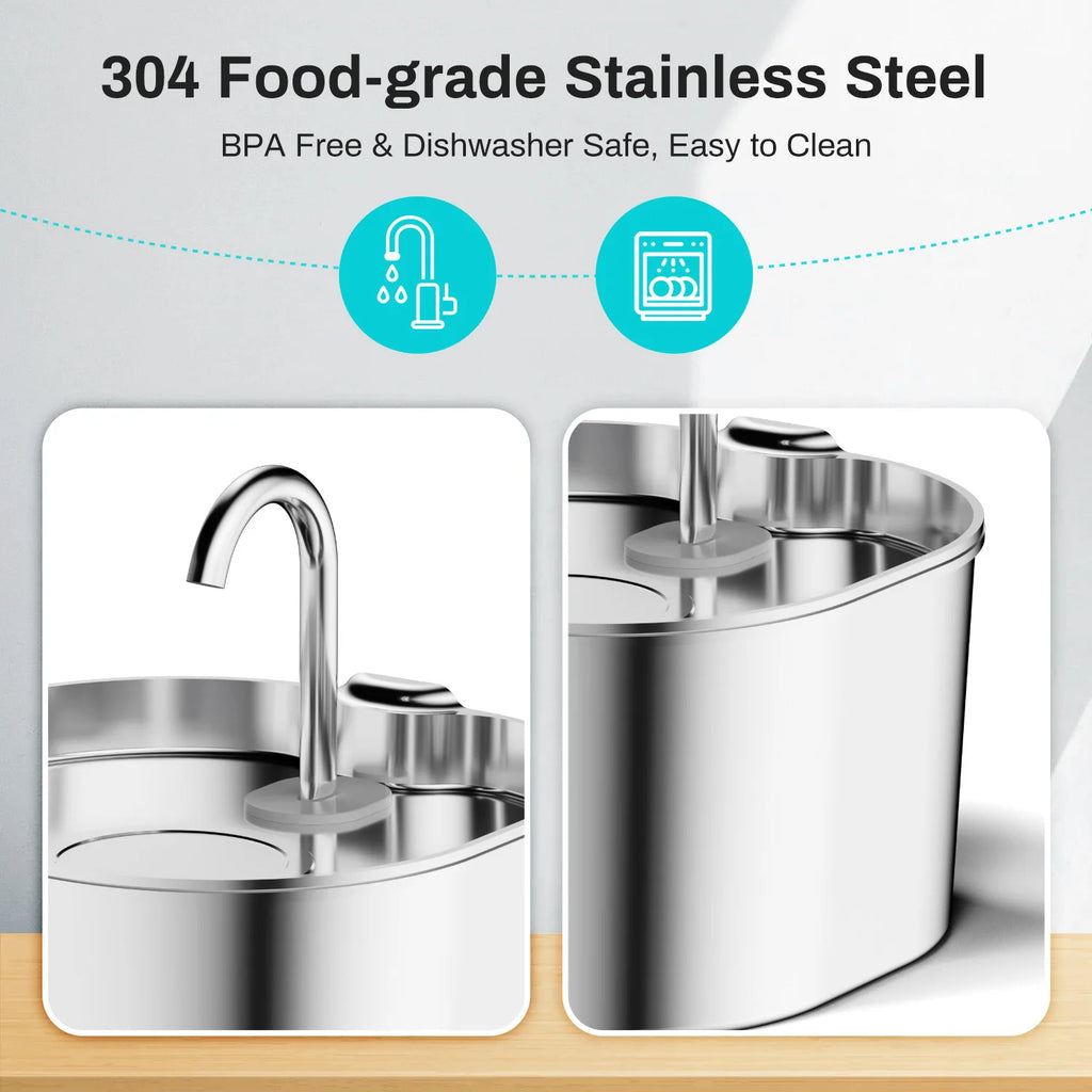 Cat Water Fountain – 2.2L Stainless Steel Silent Automatic Dispenser