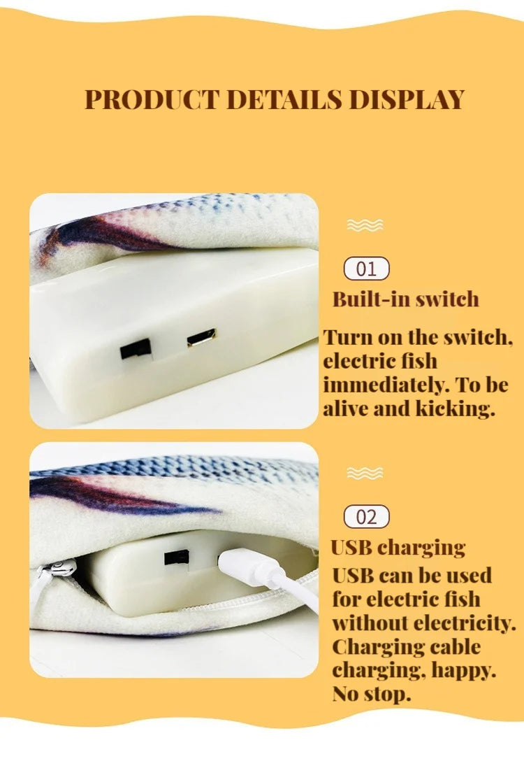 Electric Wiggling Fish Cat Toy – USB Rechargeable Realistic Catnip Plush Toy