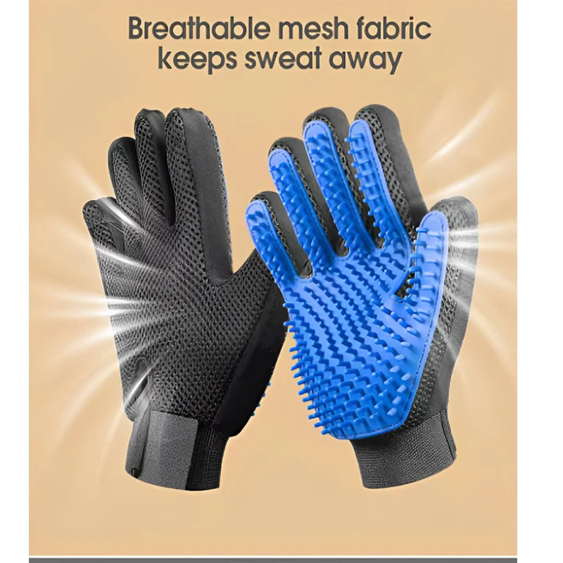 Pet Grooming Glove – Silicone Deshedding Brush Mitt for Dogs & Cats