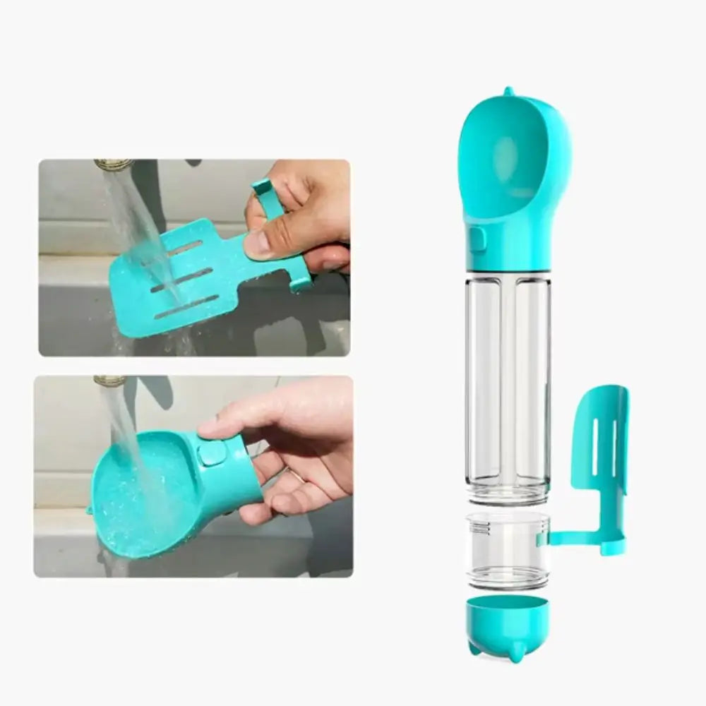 3-in-1 Dog Water Bottle – Portable Dispenser with Food Container & Waste Bag Holder