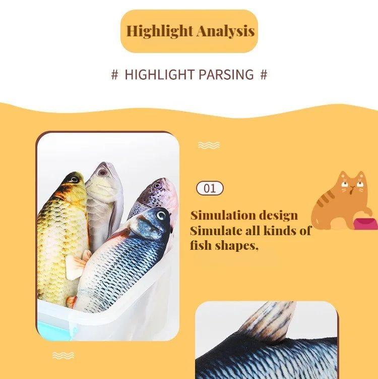 Electric Wiggling Fish Cat Toy – USB Rechargeable Realistic Catnip Plush Toy