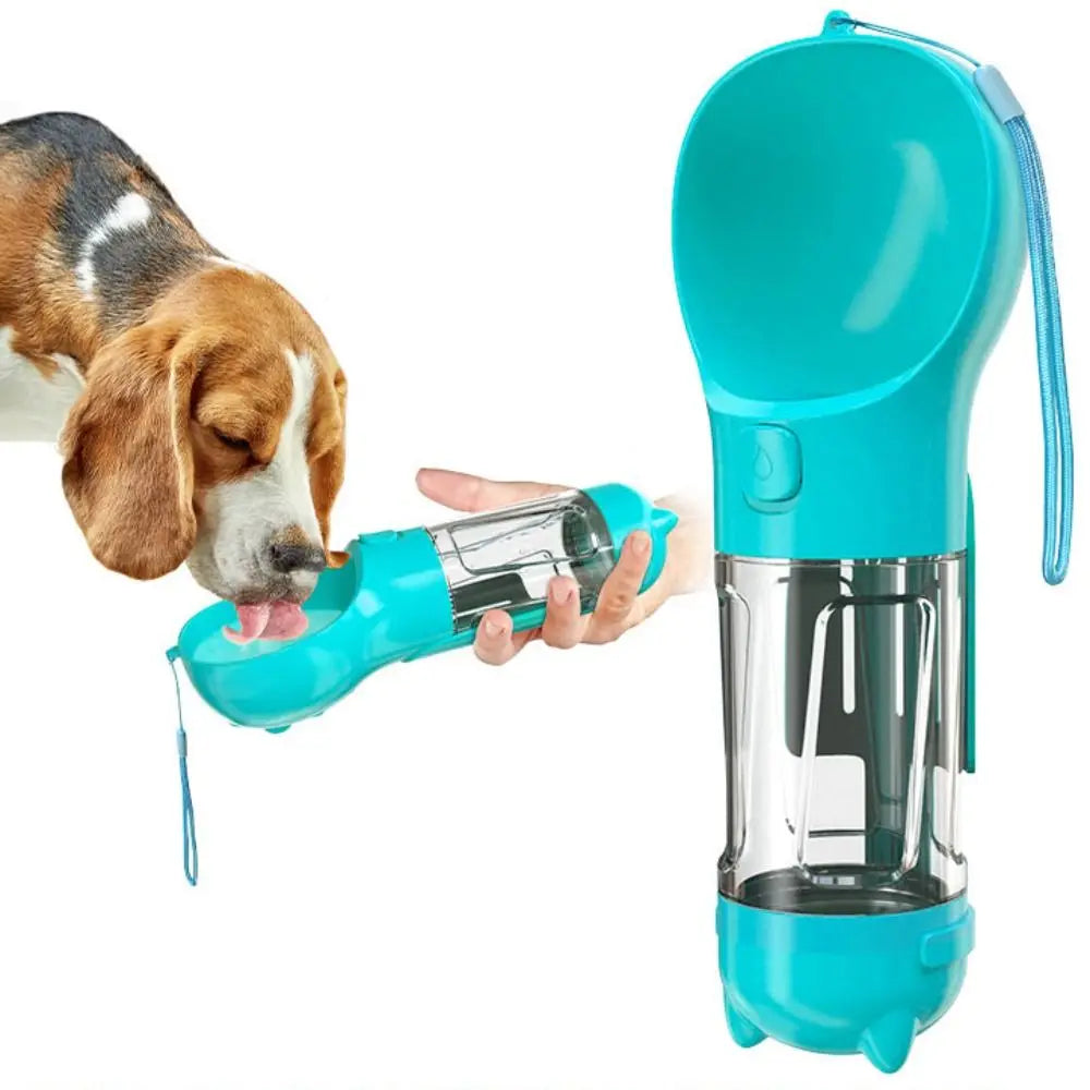 3-in-1 Dog Water Bottle – Portable Dispenser with Food Container & Waste Bag Holder