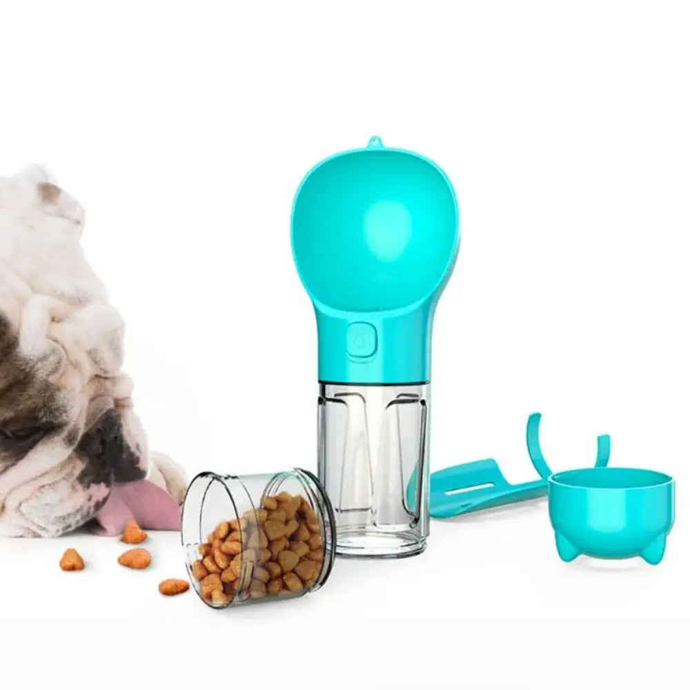 3-in-1 Dog Water Bottle – Portable Dispenser with Food Container & Waste Bag Holder