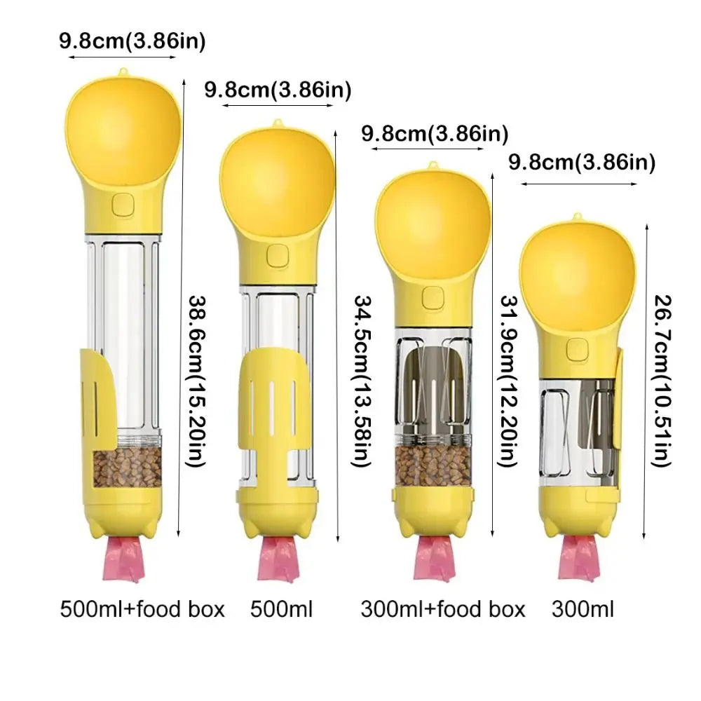 3-in-1 Dog Water Bottle – Portable Dispenser with Food Container & Waste Bag Holder