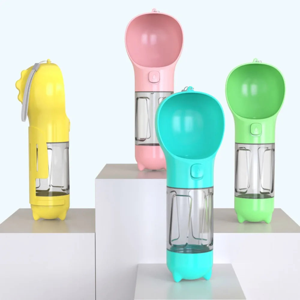 3-in-1 Dog Water Bottle – Portable Dispenser with Food Container & Waste Bag Holder
