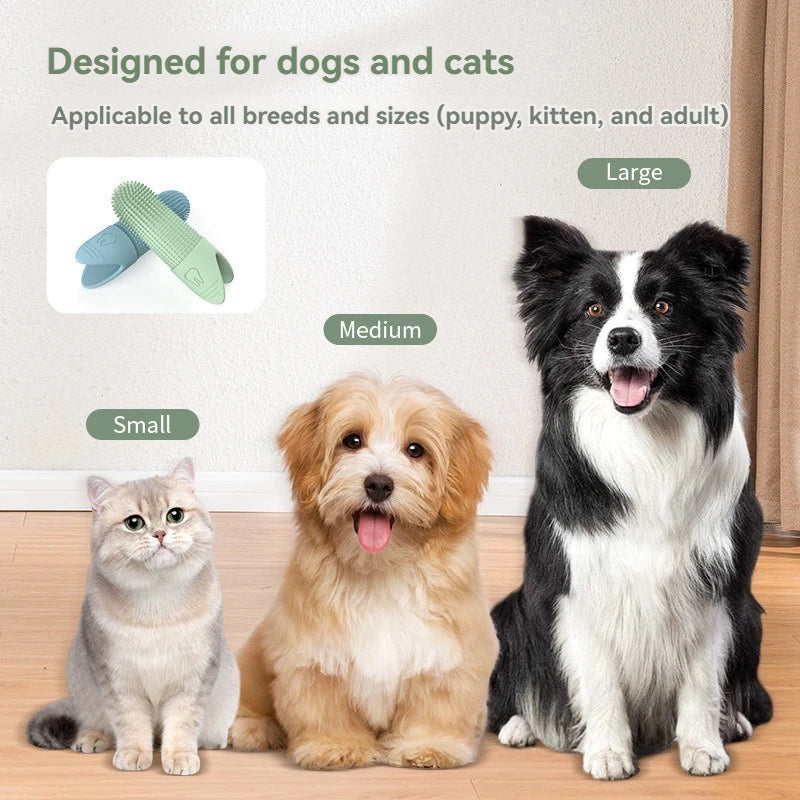 Dog & Cat Finger Toothbrush Set – 3-Pack Silicone 360° Dental Cleaning Kit