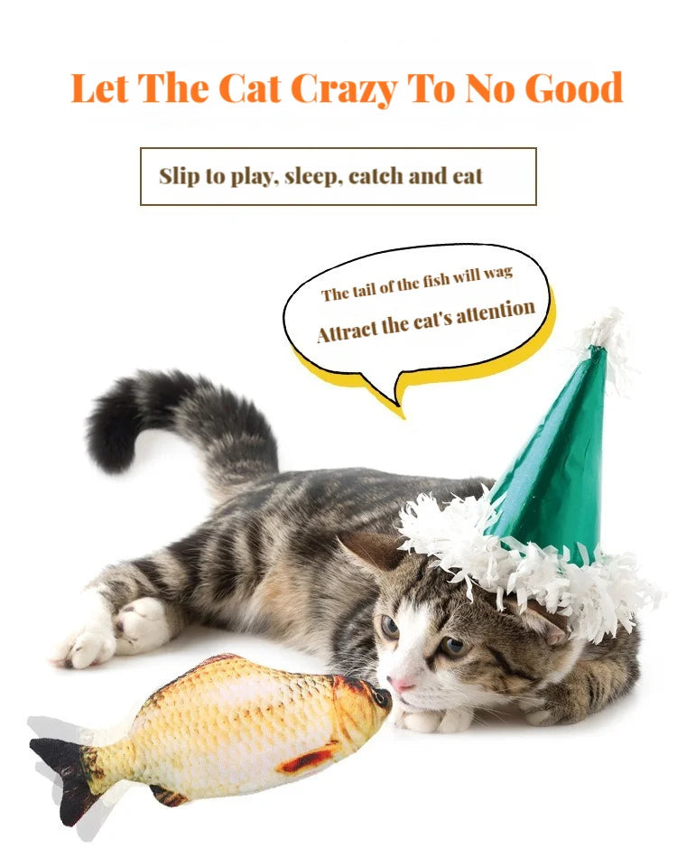 Electric Wiggling Fish Cat Toy – USB Rechargeable Realistic Catnip Plush Toy