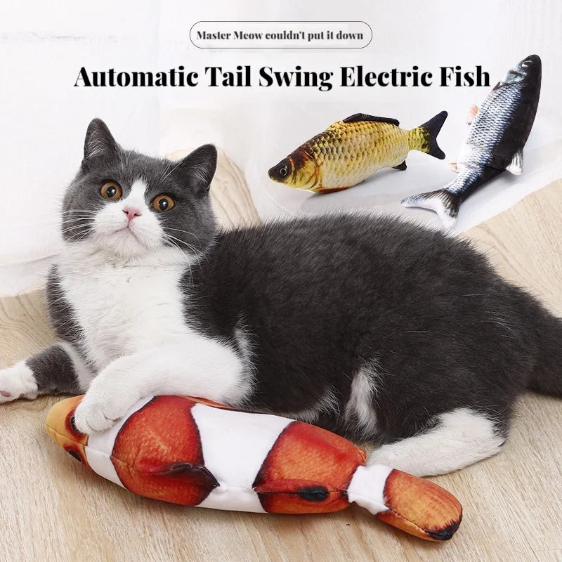 Electric Wiggling Fish Cat Toy – USB Rechargeable Realistic Catnip Plush Toy