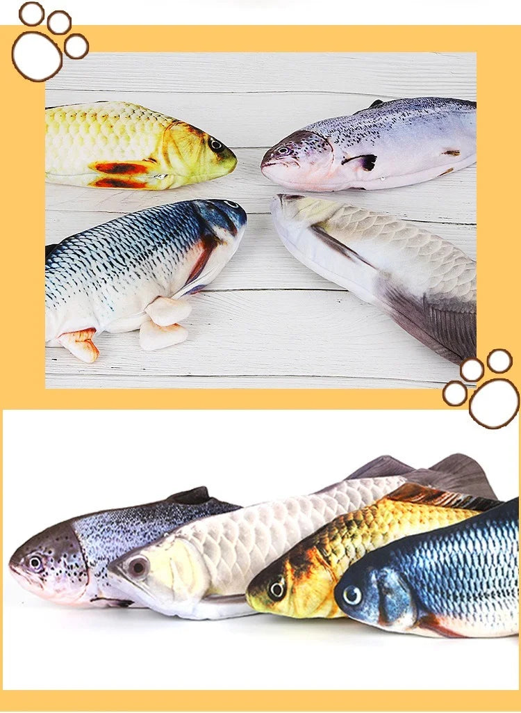 Electric Wiggling Fish Cat Toy – USB Rechargeable Realistic Catnip Plush Toy