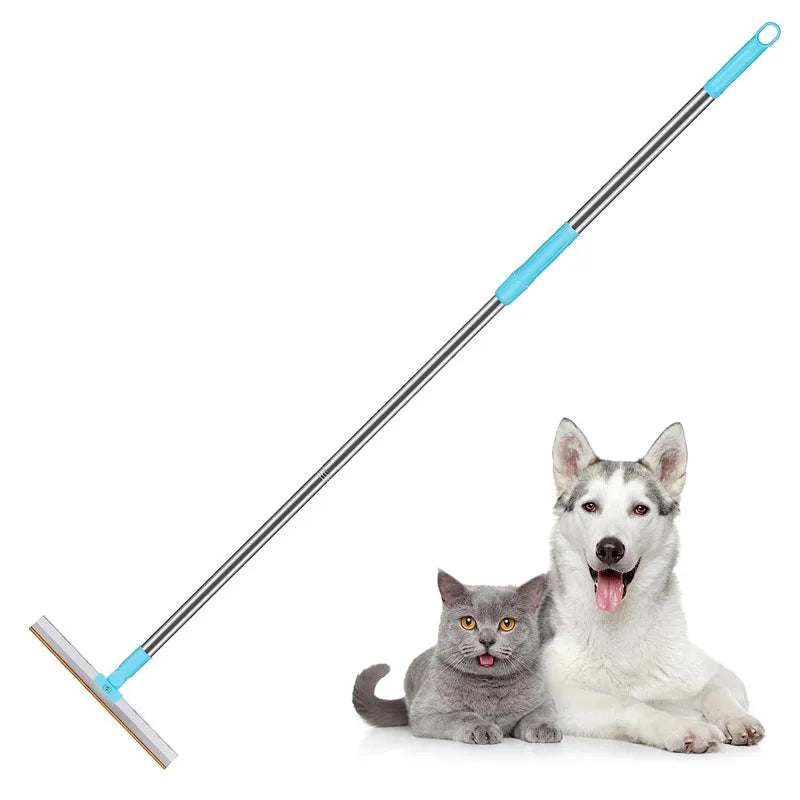Pet Hair Remover Carpet Rake – Long Handle Rubber Bristle Broom for Dog & Cat Fur