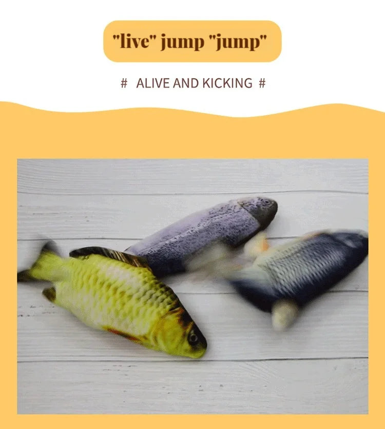 Electric Wiggling Fish Cat Toy – USB Rechargeable Realistic Catnip Plush Toy