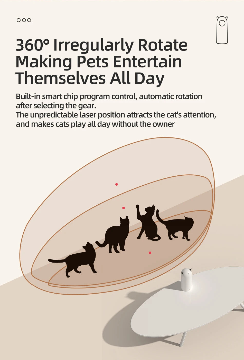 ROJECO Interactive LED Laser Cat Toy – Smart Automatic Teaser for Indoor Cats