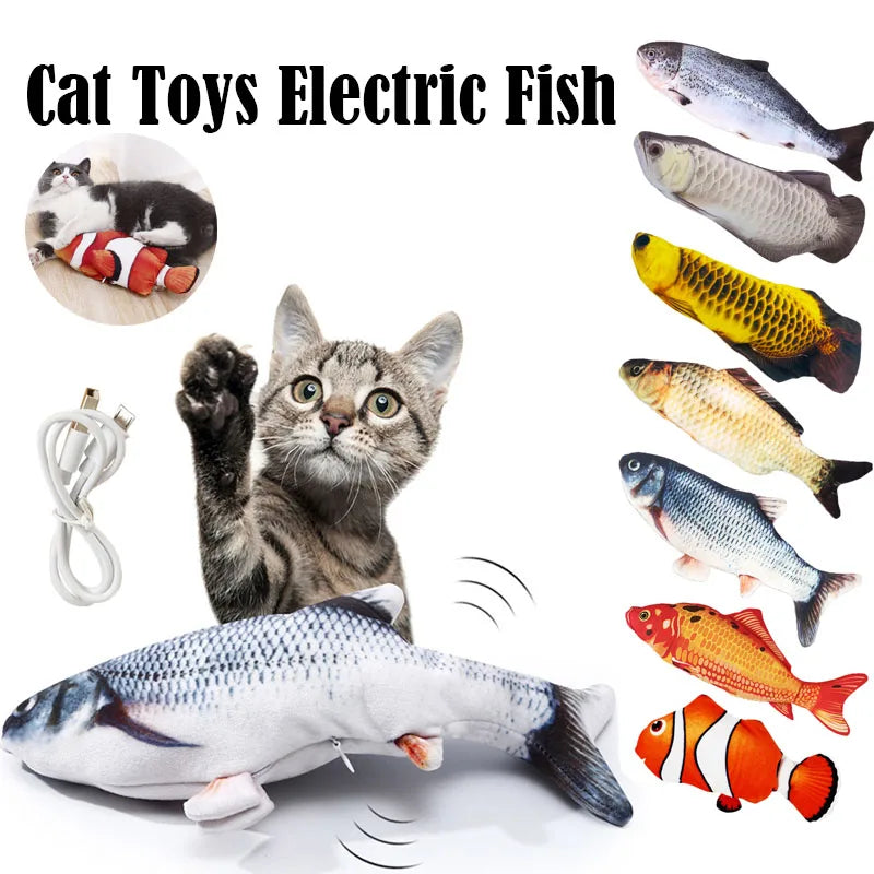 Electric Wiggling Fish Cat Toy – USB Rechargeable Realistic Catnip Plush Toy