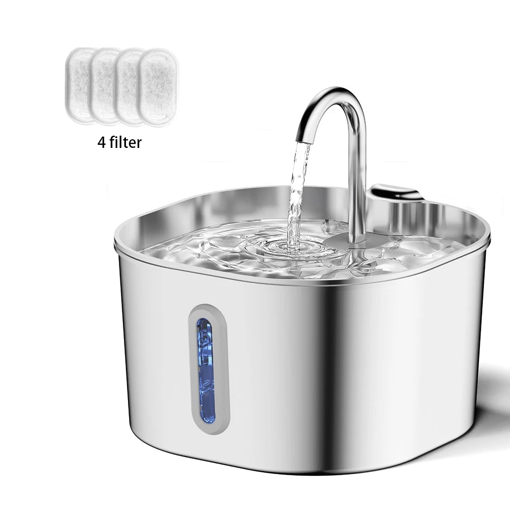 Cat Water Fountain – 2.2L Stainless Steel Silent Automatic Dispenser